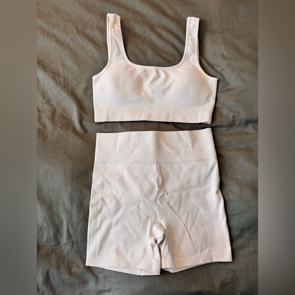 Cream/off white matching work out set